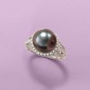 Ross-Simons 11-12mm Black Cultured Tahitian Pearl Ring With .20 ct. t.w. White Topaz in Sterling Silver - 4 of 4