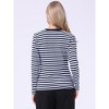 INSPIRE CHIC Women's Striped Long Sleeve Crew Neck Slim Fit Color Block T-Shirts - 3 of 4