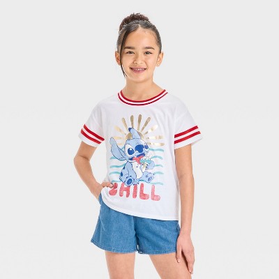 Girls' Short Sleeve Stitch Ringer T-Shirt - The Disney Collection by Cat & Jack™ White