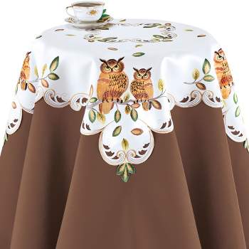 Collections Etc Embroidered Owls on Branch Table Linens