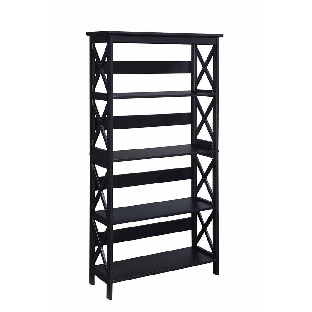 Photos - Wall Shelf 60" Oxford 5 Tier Bookcase Black - Breighton Home