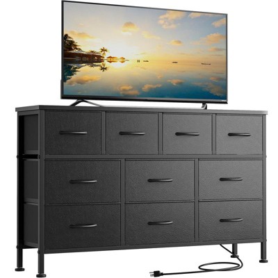 Gikpal 10 Drawer Dresser, Dresser TV Stand with Power Outlet, Bedroom Dresser, Chest of Drawers for 55'' Long TV, Dresser for Storage and Organization