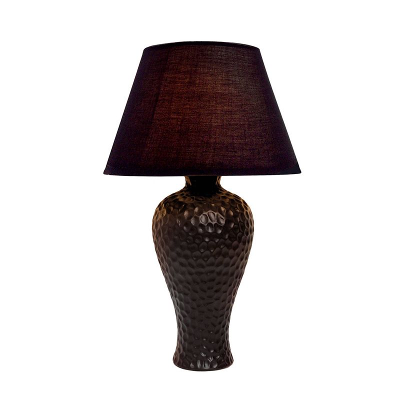 20.08" Traditional Ceramic Texture Imprint Winding Table Desk Lamp with Matching Fabric Shade - Creekwood Home, 2 of 6
