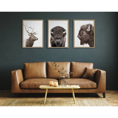 Natural Stag Profile Framed Canvas Wall Art, 18x24