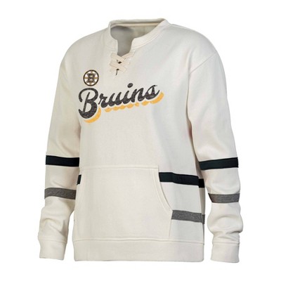 NHL Boston Bruins Women's Natural Long Sleeve Fleece Hooded Sweatshirt