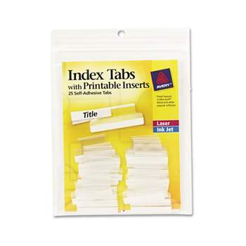 Avery Insertable Index Tabs with Printable Inserts One Clear Tab 25/Pack 16221