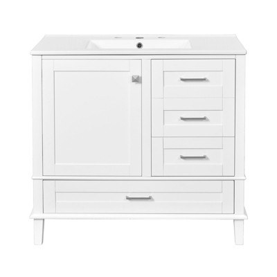 INFURNIC Vanity Tables, Functional Compact Space Saving Bathroom Vanity with Advanced Features for Small Bathrooms, White, 18.3"*24"*34.3"