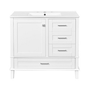 INFURNIC Vanity Tables, Functional Compact Space Saving Bathroom Vanity with Advanced Features for Small Bathrooms, White, 18.3"*24"*34.3" - 1 of 4