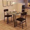 Wood Grain Dining Table Set for 2 with Spacious Square Table, Rounded Corners, and 2 Upholstered Chairs, Suitable for Dining Room, Living Room - 4 of 4