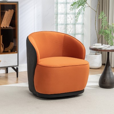 SEYNAR Modern Velvet and PU Leather 360 Degree Swivel Accent Chair