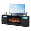 70" Modern TV Stand Console with Storage Cabinets, Fits TVs up to 75", Fireplace Compatible, Black - 2 of 4
