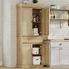 Garvee 69" Rustic Pantry Cabinet with Rattan Doors, Adjustable Shelves & Drawer – Moisture-Resistant Engineered Wood Storage - 3 of 4