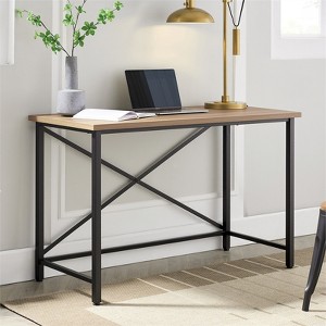 47" Black and Golden Oak Desk - Henn&Hart - 1 of 4
