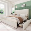 Queen/King Size Upholstered Platform Bed Frame with Storage Drawers, Corduroy Wingback with Tufted Headboard and Footboard, No Box Spring Needed - 3 of 4