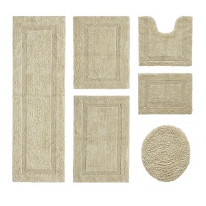 Lux Premium 100% Cotton Tufted Solid Reversible 6 PC Bath Rug Set – Ultra-Soft, Water-Absorbent, Durable, Machine Washable Bathroom Rug - 1 of 4