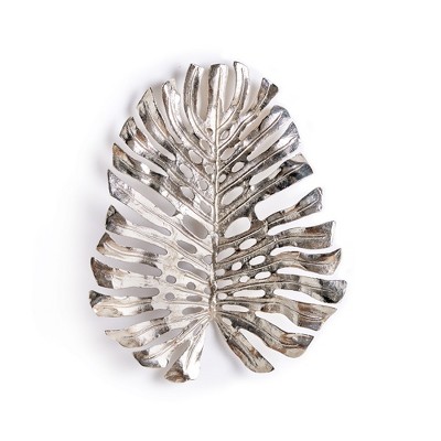 Plum & Post 23.5"H x 4"D x 19"W Monstera in Silver Wall Sculpture Art Small