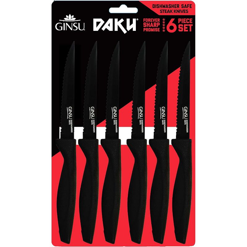 Ginsu Daku 6-Piece Black Steak Knife Set, Dishwasher Safe and Always Sharp, 2 of 5