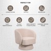 LeisureMod Upholstered Velvet Boucle Linen Accent Chair with Round Barrel Design, 360-Degree Swivel, and Removable Round Base - 4 of 4