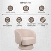 LeisureMod Accent Chair Upholstered Velvet Boucle Linen Armchair with Round Barrel Design and 360-Degree Swivel Removable Round Base - image 4 of 4