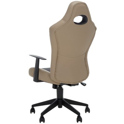 High-Back Racing Desk Chair in Gray and Black with Metal Frame
