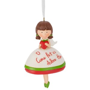 Dicksons Dangle Legs Angel Come Let Us Adore White 4 x 3 Resin Stone Christmas Ornaments Pack of 3 - 1 of 3