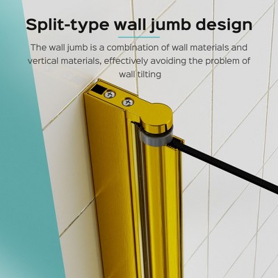 Brushed Gold Frameless Pivoting Tub Shower Door with Tempered Glass