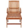 VidaXL Sun Lounger with Gray Check Pattern Cushion Solid Teak Wood - 4 of 4