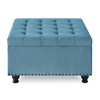 Large Square Storage Upholstered button Tufted Ottoman with Wooden legs, Black/Dark Gray/Linen/Beige/Light Blue, 4W-ModernLuxe - 4 of 4