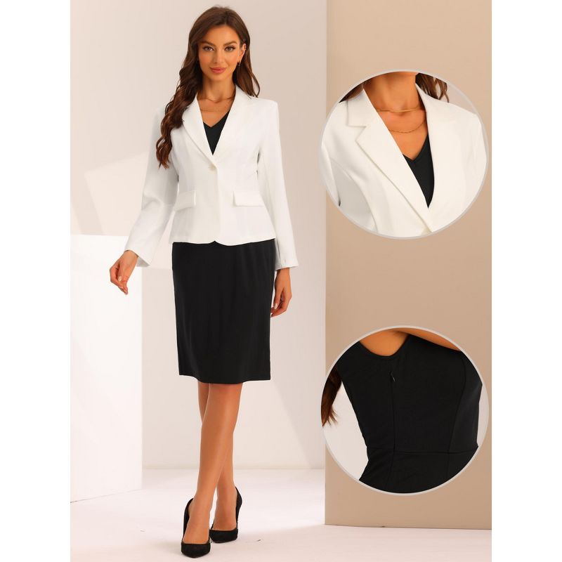 Allegra K Women's Dress Business Solid V Neck Office Notched Lapel Blazer 2 Pieces Suit Sets Outfit, 2 of 6