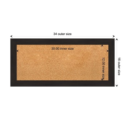Espresso Narrow Framed Natural Cork Bulletin Board 36" x 19"