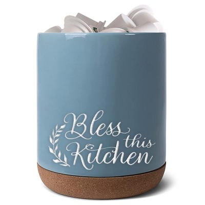 Elanze Designs Bless This Sky Blue X-Large Cork Bottom, Kitchen Counter, Ceramic Stoneware, Coffee, Tea and Hot Chocolate, Machine Brewing, K Capsule