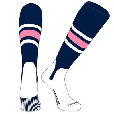 PEAR SOX OTC Baseball Softball Stirrup Socks (B, 5in) Navy, White, Pink