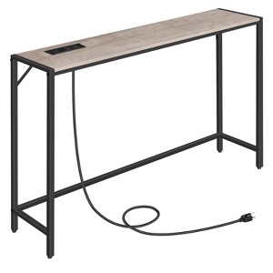 Itopfox Narrow Sofa Table with Power Station, Simple Style Console Table for Living Room, Hallway, Entryway, Foyer in Greige and Black - 1 of 4