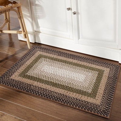 Area Rug Washable Braided Print Rug, Modern Living Room Rugs, Farmhouse Low Pile Non-Slip Area Rug