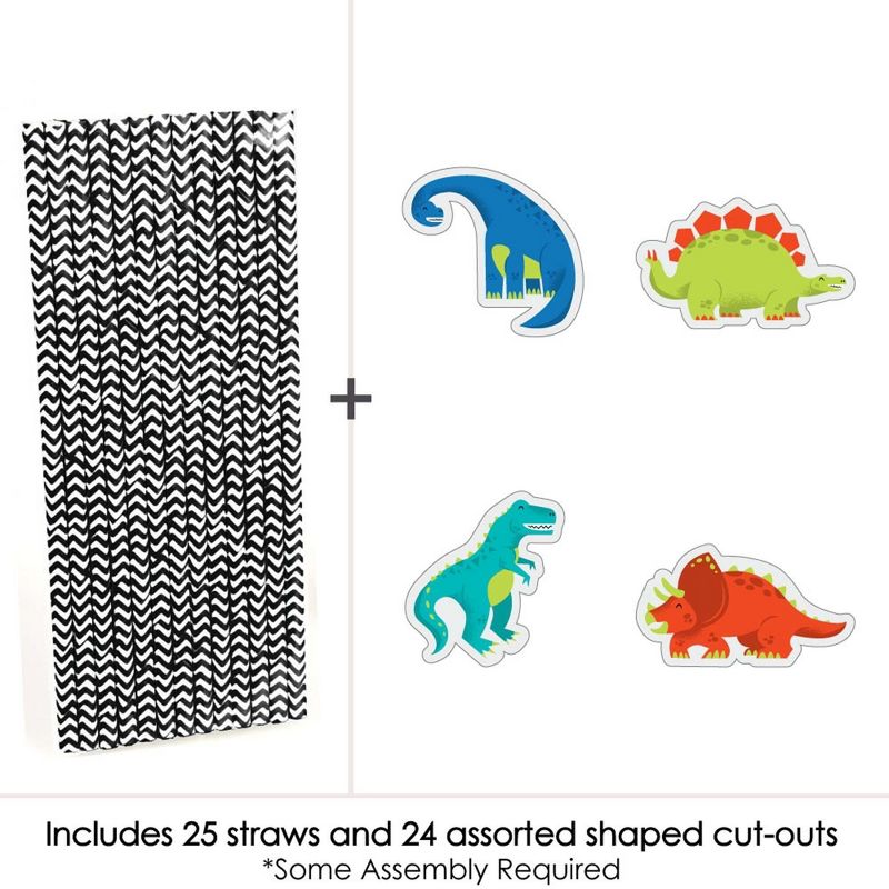 Big Dot of Happiness Roar Dinosaur - Paper Straw Decor - Dino Mite T-Rex Baby Shower or Birthday Party Striped Decorative Straws - Set of 24, 3 of 7