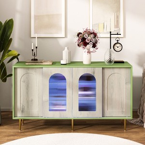 55'' Sideboard Buffet Cabinet, Coffee Bar Cabinet with Glass Door, Kitchen Pantry Cabinet,  Modern Cupboard for Kitchen Living Room Entryway - 1 of 4