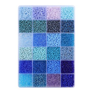 John Bead 300g Assorted Glass Seed Beads 8/0, 24 Rainbow Bright Colors Round Bead for DIY Crafts Jewelry Making Bead Box - 1 of 4