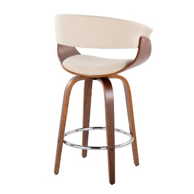 Beige Swivel Wood and Metal Counter Stool Set