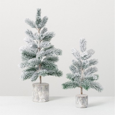 Sullivans Set of 2 Artificial Mini Tree Set 13"H & 17.5"H Green