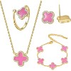 Qitian Clover Bracelet for Women 18K Gold Four Leaf Pink Lucky Link Clover Bracelets, Trendy Bracelets Set - 2 of 4