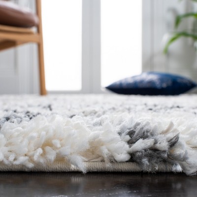 Fontana Gray and Ivory Shag Runner Rug 2'3" x 6'