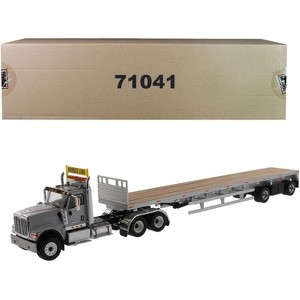 International HX520 Tandem Tractor Light Gray with 53' Flat Bed Trailer 1/50 Diecast Model by Diecast Masters - 1 of 3