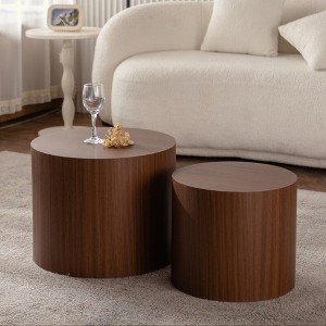 KIGFTSOD Round Wooden Nesting Coffee Table Round Wooden Circle Modern Table for Small Space Living Room Bedroom, End Side Table - 1 of 4