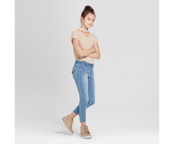 Girls' First Rachelle Bling Crop Short Jeans - Blue 4