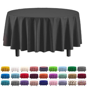Crown Display Disposable Plastic Tablecloth 84 Inch Round- 6 Pack - 1 of 4