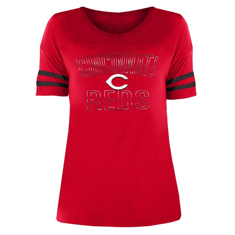 MLB Cincinnati Reds Women's Dugout Poly Rayon T-Shirt, 1 of 2