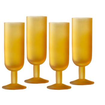 Sparkle and Bash 4 Pack Iridescent Champagne Flutes, Stemless Wine Glasses for Cocktails, Mimosas, Bars (10 oz)