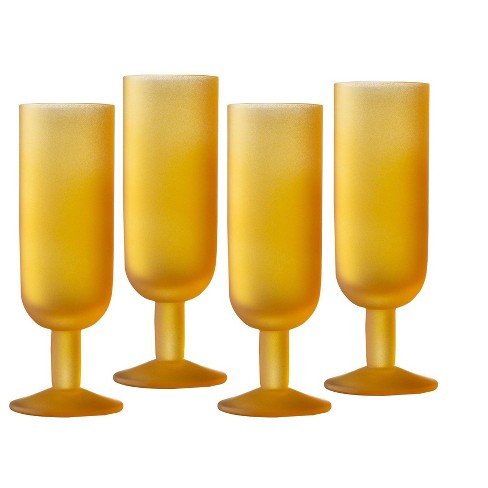 American Atelier Luster Stemless Flute Set of 6 Made of Glass, Confetti  Design, Champagne Wine Glasses for Rose and Mimosas, Cocktail Glass Set