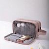 Anna-Kaci Compact Travel Toiletry Bag with Multiple Compartments and Carry Handle - Mauve Pink - 3 of 4