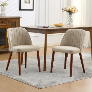 Wooden Dining Chairs Set of 3, Upholstered Kitchen Dining Room Chairs with Padded Seat and Wood Legs, for Kitchen, Dining Room, Restaurant, Cafe - 1 of 4
